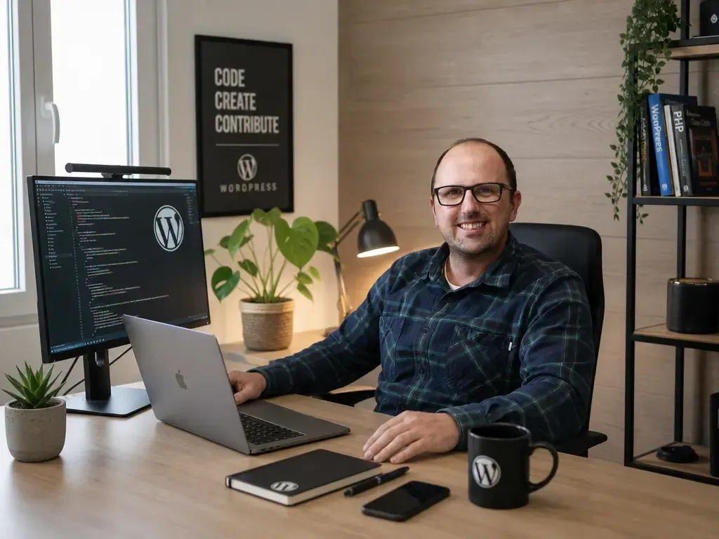 Ecrã de computador com o painel de edição de um site profissional