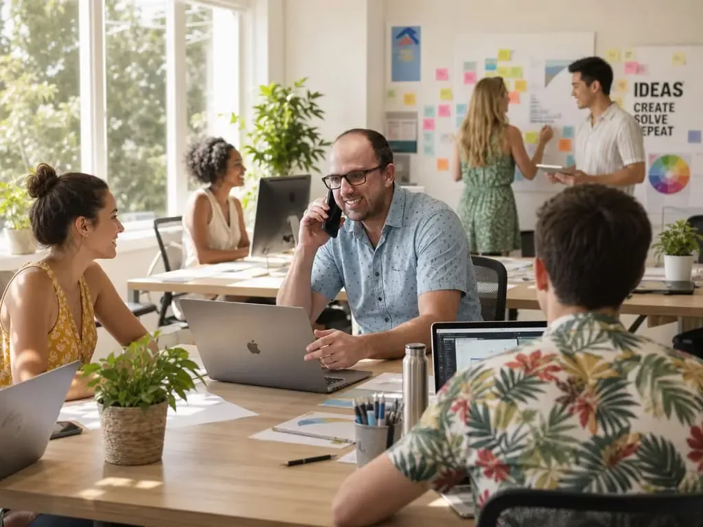 Ricardo Morais, consultor SEO, a explicar um plano de trabalho a um empresário em Lisboa